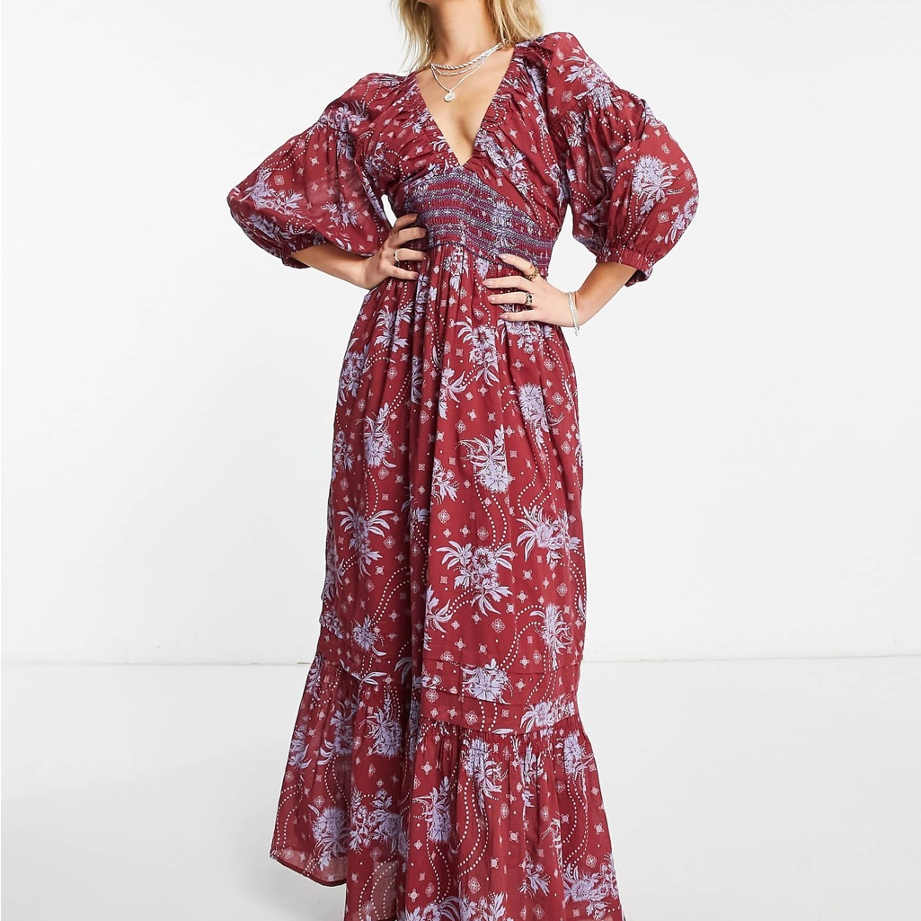 Free People Red And White Maxi Dress